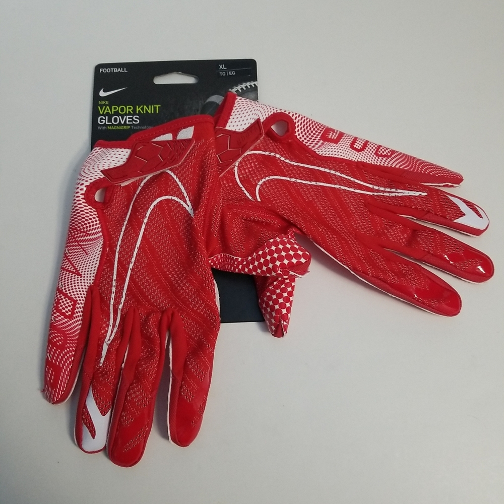 Nike Size XL Adult Vapor Knit 3.0 Red Football Magnigrip Gloves N0000944943